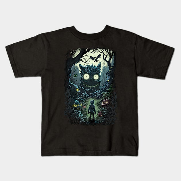 Creeps In The Forest 4 Kids T-Shirt by Bear Face Studios